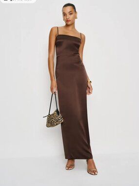 Frankie Silk Dress in Cafe  Size 10 - NWT
